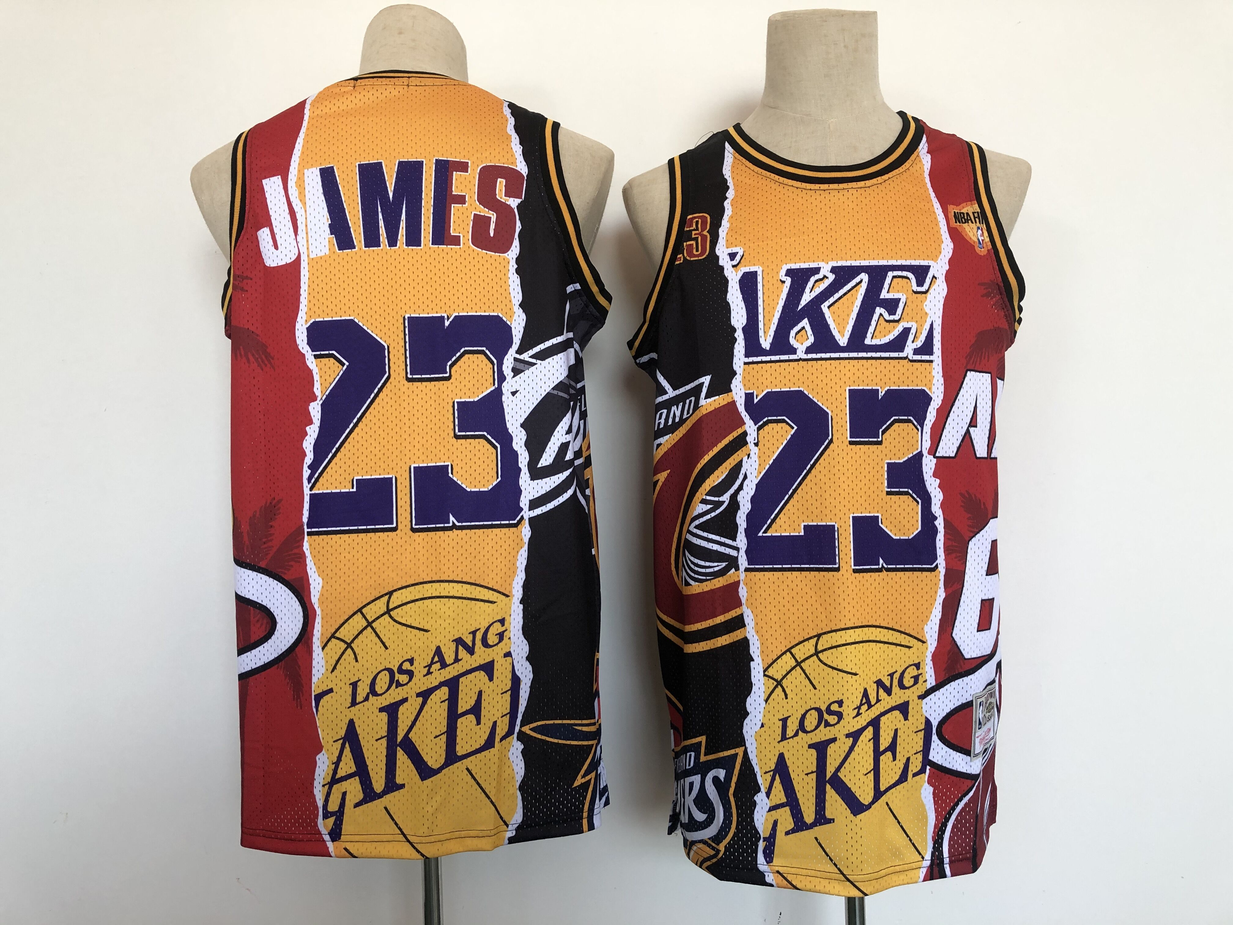 Men Los Angeles Lakers #23 James Yellow Tripartite split version 2021 NBA Jersey->phoenix suns->NBA Jersey